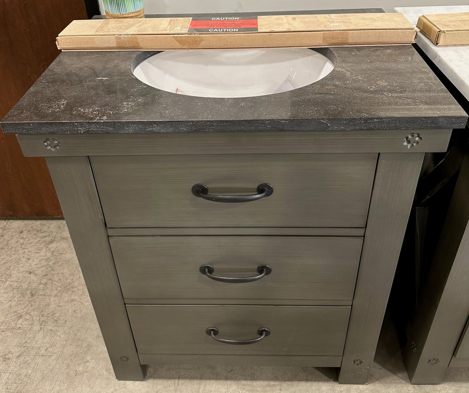 Aberdeen Bathroom Vanity with Blue Limestone Top J&J LIQUIDATORS LLC