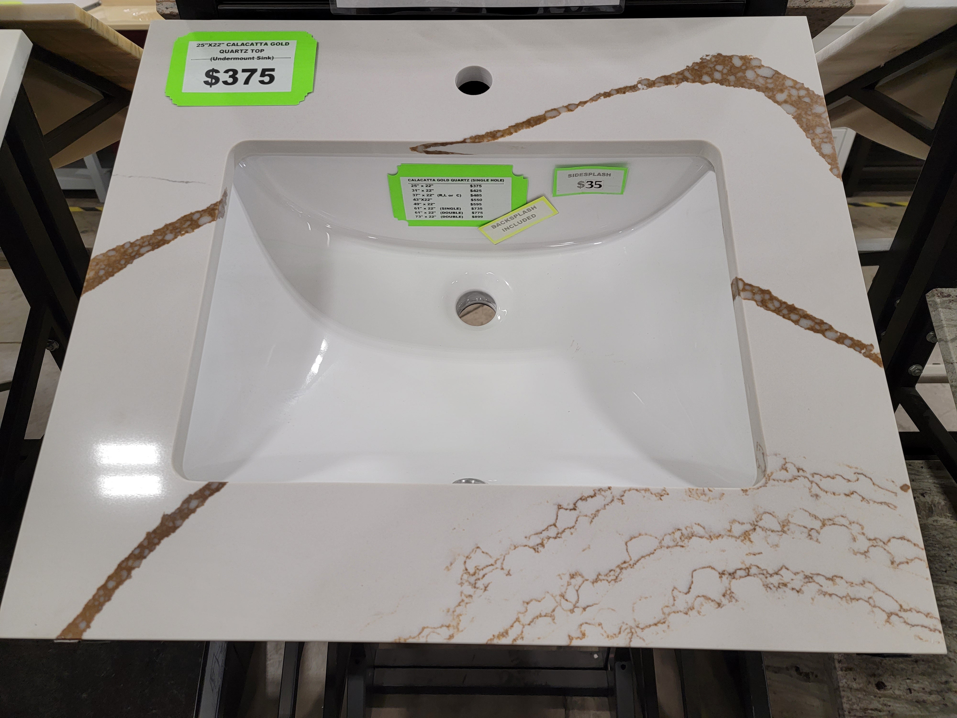 Calacatta Gold Quartz Vanity Top with Backsplash