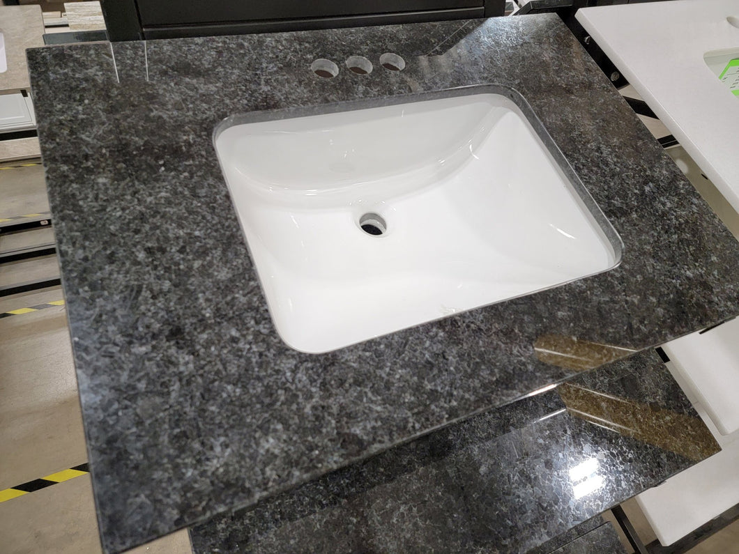 Angola Black Granite Vanity Top with Sink and Backsplash