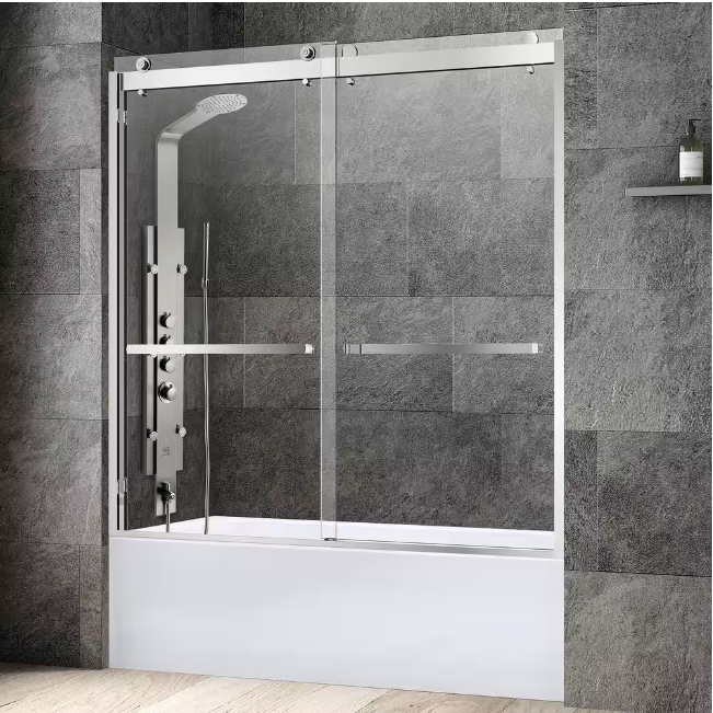 Victoria Frameless Bypass Bathtub Door 60x62