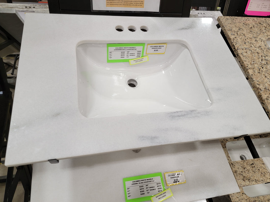 Colombia White Natural Marble Vanity Top