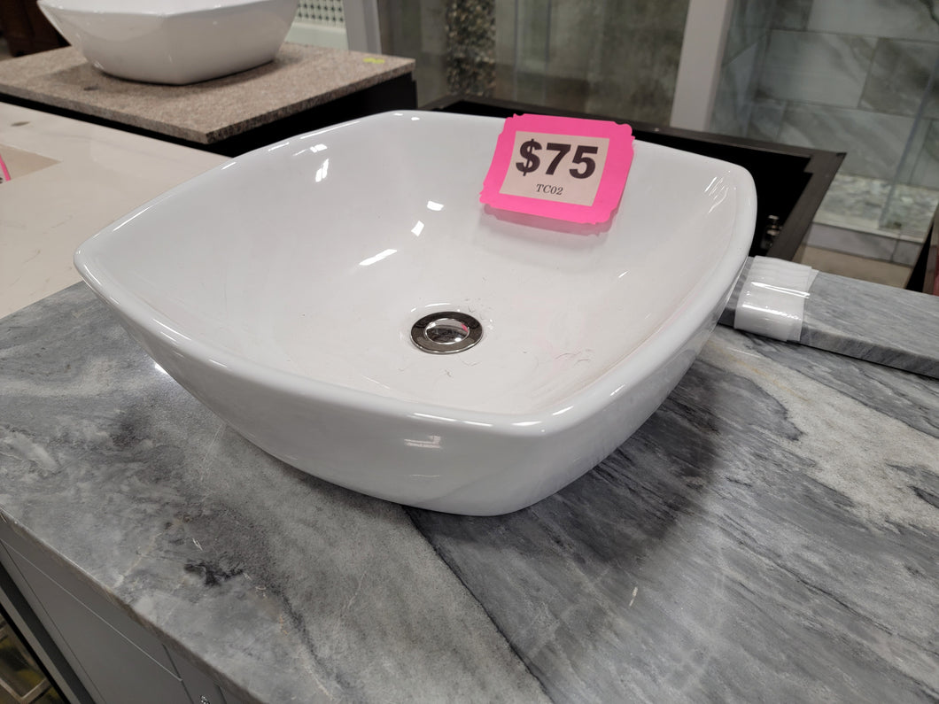 Ceramic Vessel Sink #TC02 Square Curved Edge